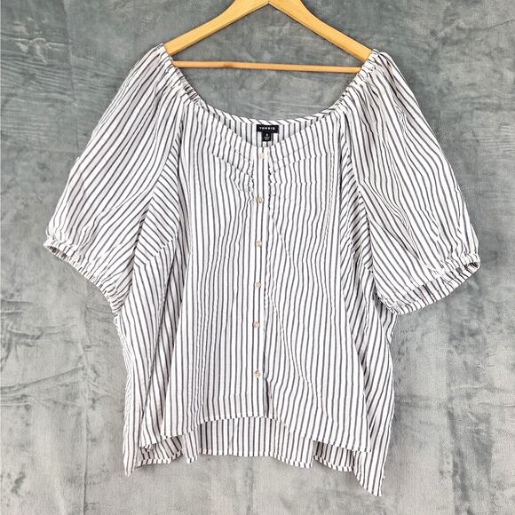 Torrid Top 5X Seersucker‎ Button Front Crop Striped Sweetheart Summer Casual NWT - Picture 1 of 8